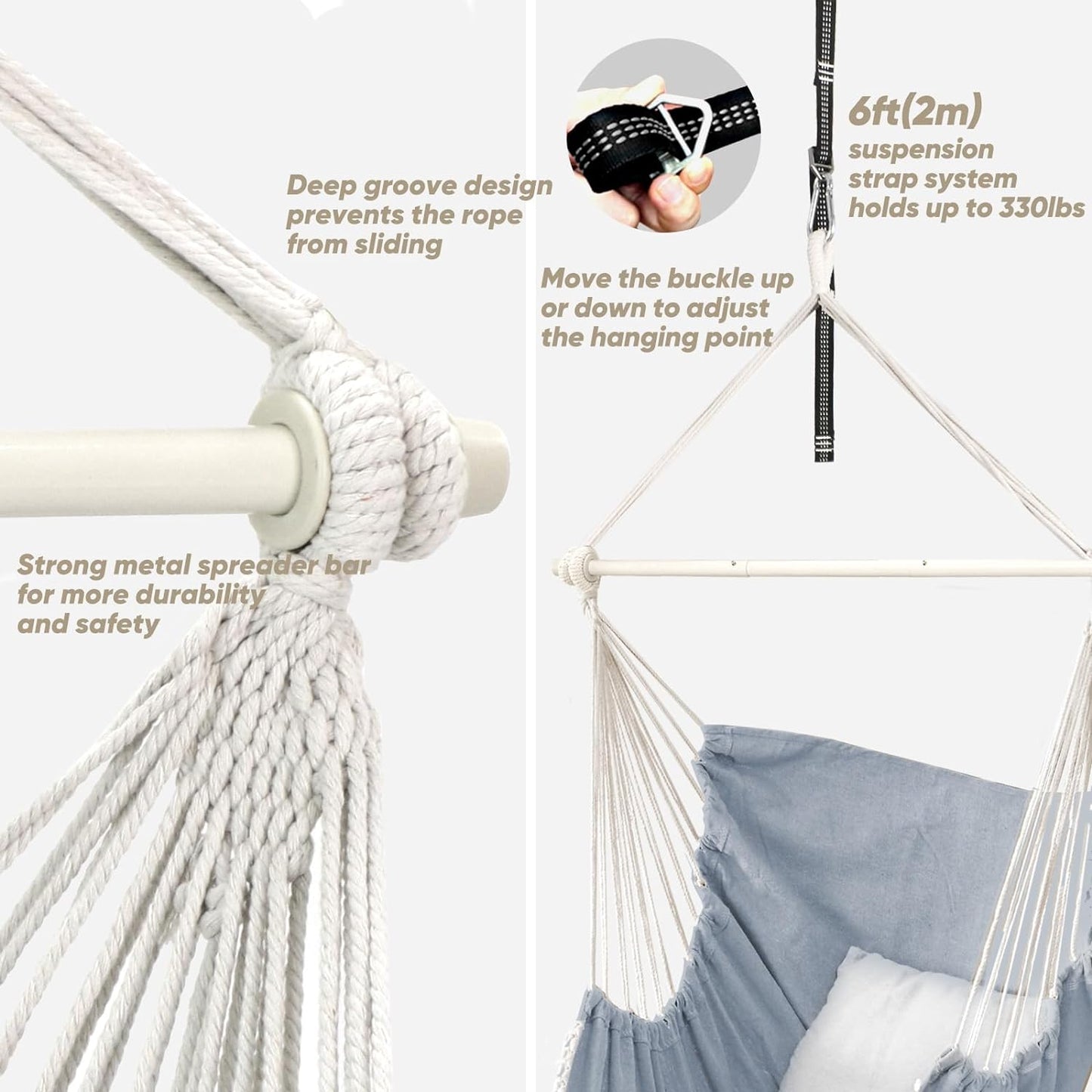 Hammock Chair Hanging Swing Max 500 Lbs